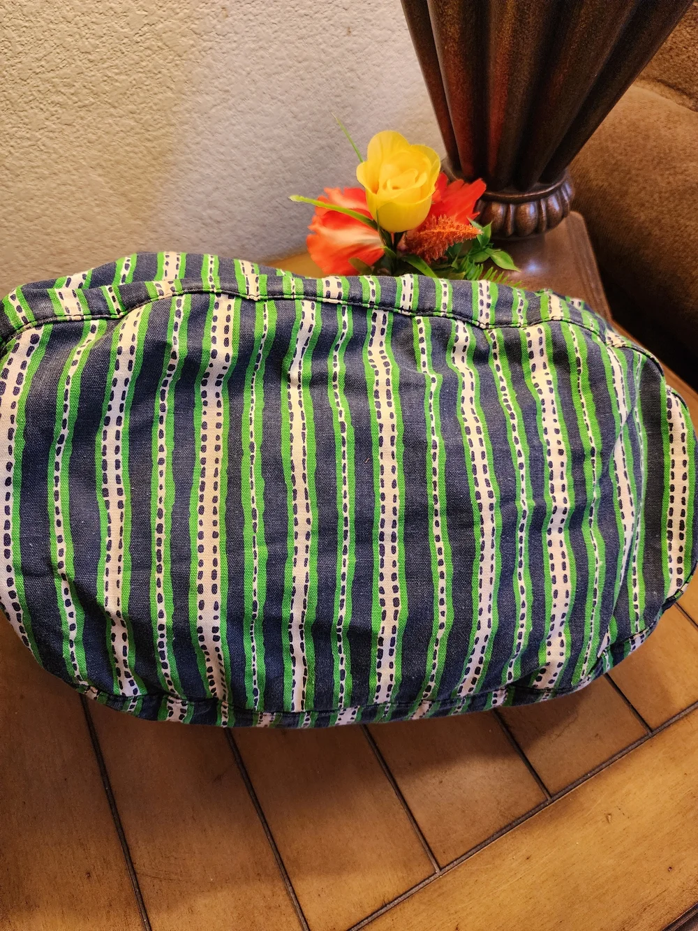 Tory Burch Braeden Hobo Shoulder Bag In Navy, Green & White Stripe